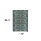 8' x 10' Blue and Gray Geometric Stain Resistant Indoor Outdoor Area Rug - Homeroots - Flyclothing LLC