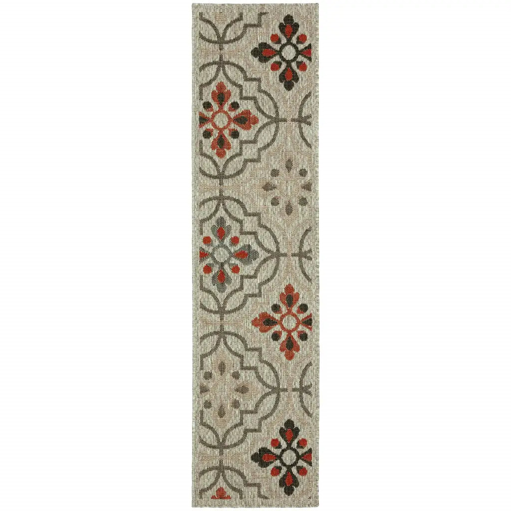 2' X 8' Gray Geometric Stain Resistant Indoor Outdoor Area Rug - Homeroots - Flyclothing LLC