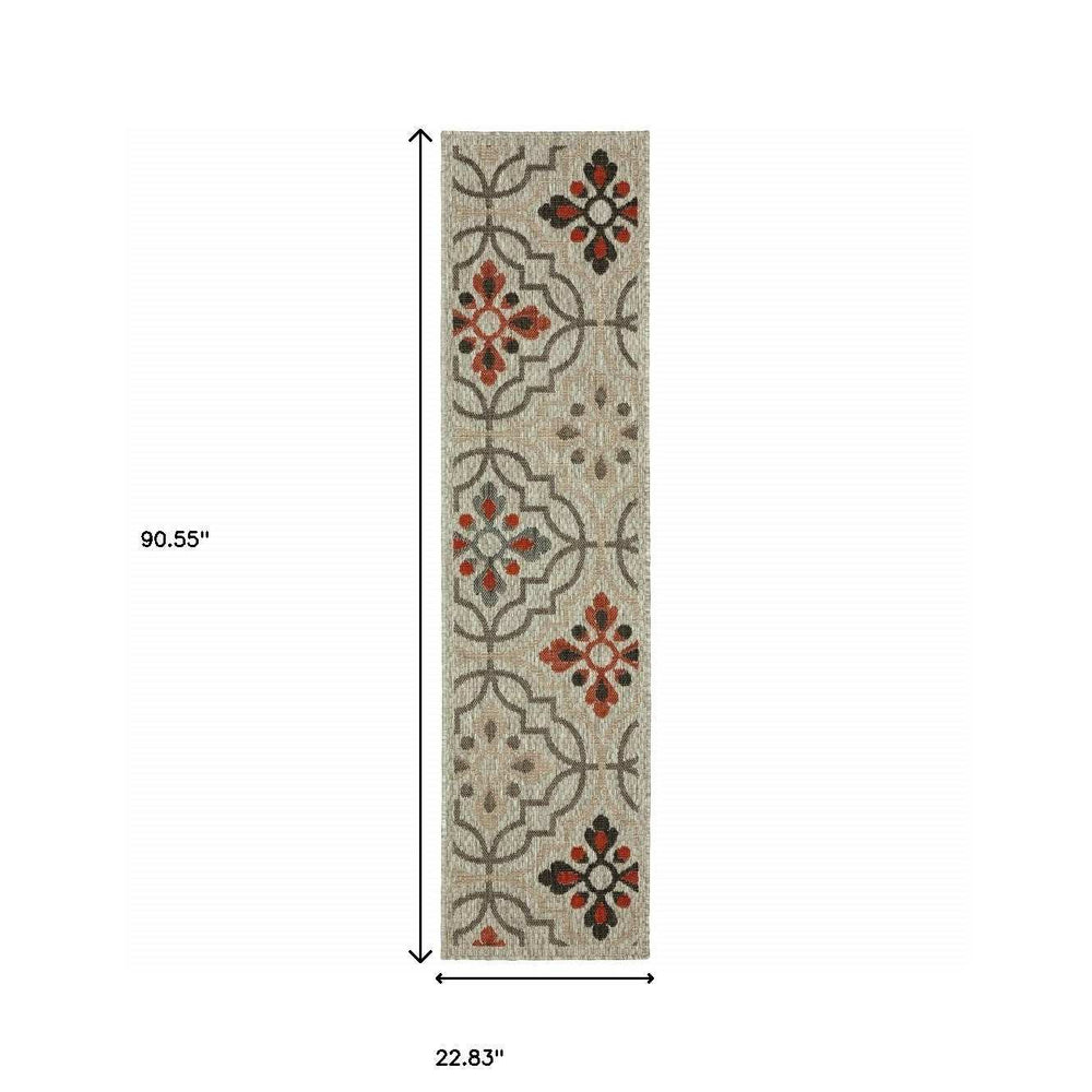 2' X 8' Gray Geometric Stain Resistant Indoor Outdoor Area Rug - Homeroots - Flyclothing LLC