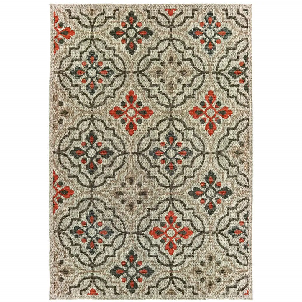 3' X 5' Gray Geometric Stain Resistant Indoor Outdoor Area Rug - Homeroots - Flyclothing LLC