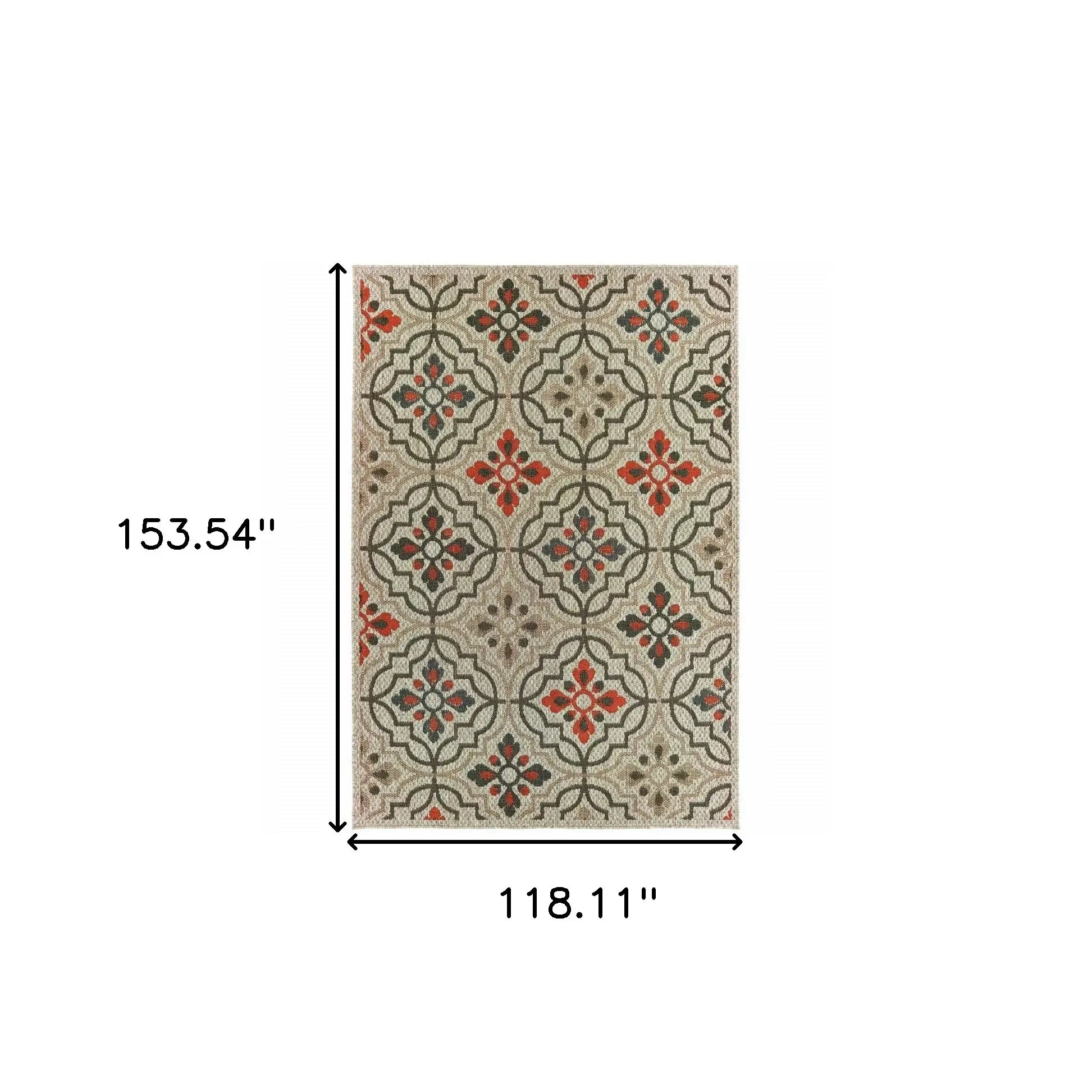 10' X 13' Gray Geometric Stain Resistant Indoor Outdoor Area Rug - Homeroots - Flyclothing LLC