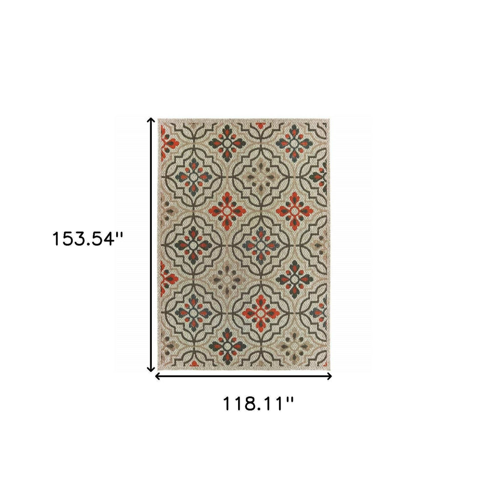 10' X 13' Gray Geometric Stain Resistant Indoor Outdoor Area Rug - Homeroots - Flyclothing LLC
