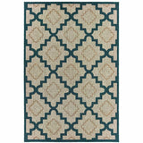 7' X 9' Blue and Gray Geometric Stain Resistant Indoor Outdoor Area Rug - Homeroots - Flyclothing LLC
