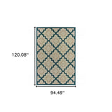 8' x 10' Blue and Gray Geometric Stain Resistant Indoor Outdoor Area Rug - Homeroots - Flyclothing LLC