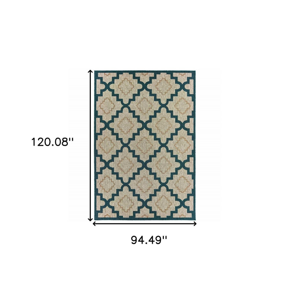 8' x 10' Blue and Gray Geometric Stain Resistant Indoor Outdoor Area Rug - Homeroots - Flyclothing LLC