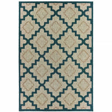 10' X 13' Blue and Gray Geometric Stain Resistant Indoor Outdoor Area Rug - Homeroots - Flyclothing LLC