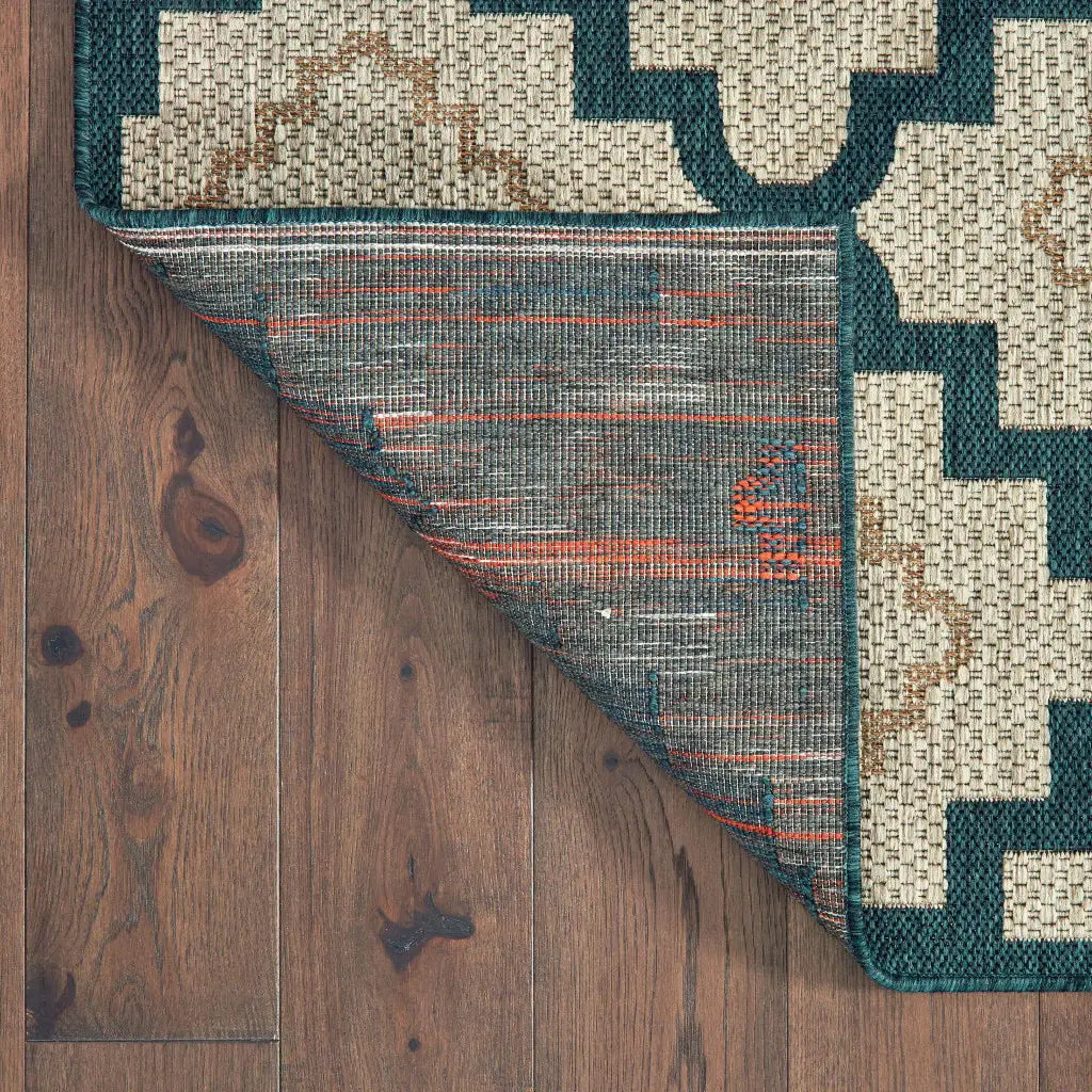 10' X 13' Blue and Gray Geometric Stain Resistant Indoor Outdoor Area Rug - Homeroots - Flyclothing LLC