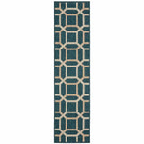 2' X 8' Blue and Gray Geometric Stain Resistant Indoor Outdoor Area Rug - Homeroots - Flyclothing LLC
