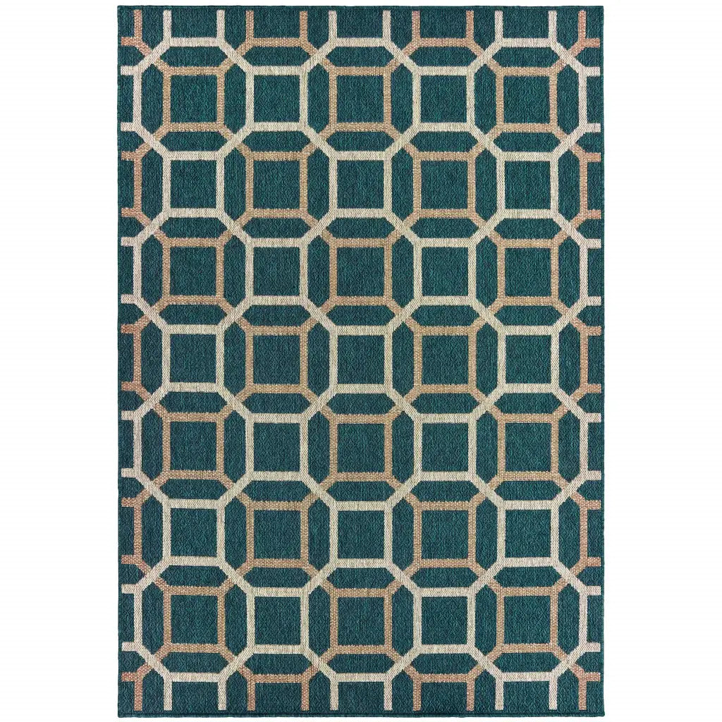 3' X 5' Blue and Gray Geometric Stain Resistant Indoor Outdoor Area Rug - Homeroots - Flyclothing LLC