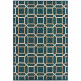 7' X 9' Blue and Gray Geometric Stain Resistant Indoor Outdoor Area Rug - Homeroots - Flyclothing LLC