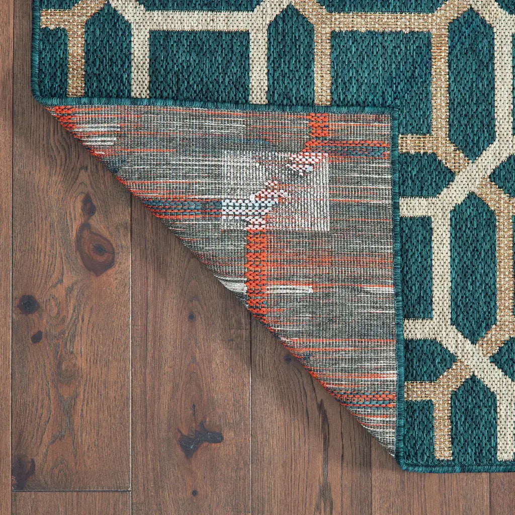7' X 9' Blue and Gray Geometric Stain Resistant Indoor Outdoor Area Rug - Homeroots - Flyclothing LLC