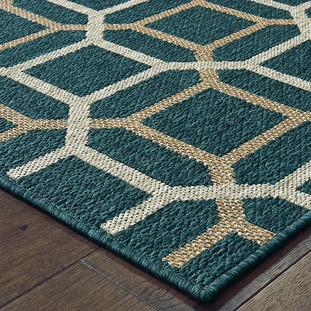 8' x 10' Blue and Gray Geometric Stain Resistant Indoor Outdoor Area Rug - Homeroots - Flyclothing LLC