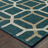 8' x 10' Blue and Gray Geometric Stain Resistant Indoor Outdoor Area Rug - Homeroots - Flyclothing LLC