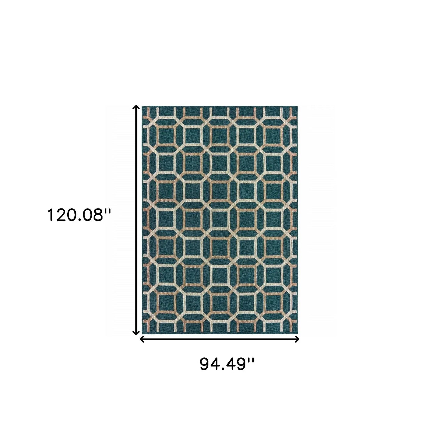 8' x 10' Blue and Gray Geometric Stain Resistant Indoor Outdoor Area Rug - Homeroots - Flyclothing LLC