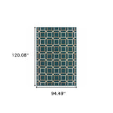8' x 10' Blue and Gray Geometric Stain Resistant Indoor Outdoor Area Rug - Homeroots - Flyclothing LLC
