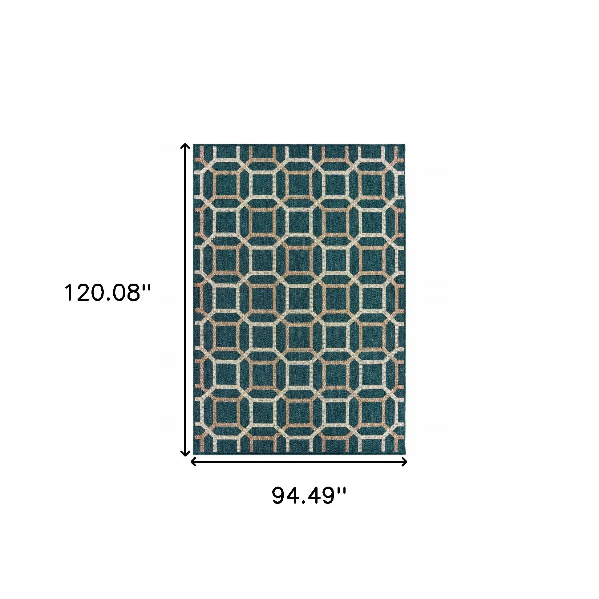 8' x 10' Blue and Gray Geometric Stain Resistant Indoor Outdoor Area Rug - Homeroots - Flyclothing LLC
