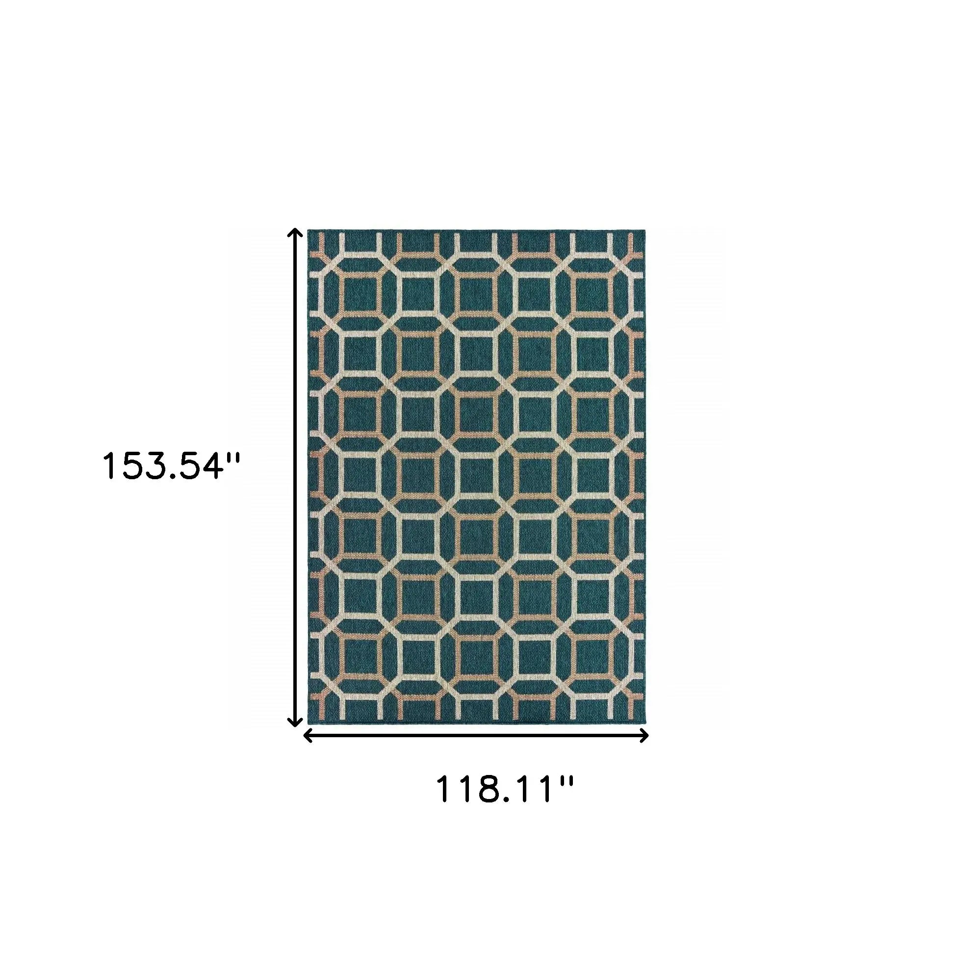 10' X 13' Blue and Gray Geometric Stain Resistant Indoor Outdoor Area Rug - Homeroots - Flyclothing LLC