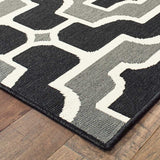2' X 4' Black and Gray Geometric Stain Resistant Indoor Outdoor Area Rug - Homeroots - Flyclothing LLC