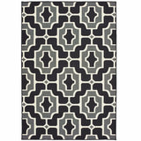 2' X 4' Black and Gray Geometric Stain Resistant Indoor Outdoor Area Rug - Homeroots - Flyclothing LLC