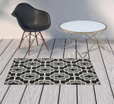 2' X 4' Black and Gray Geometric Stain Resistant Indoor Outdoor Area Rug - Homeroots - Flyclothing LLC