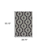 2' X 4' Black and Gray Geometric Stain Resistant Indoor Outdoor Area Rug - Homeroots - Flyclothing LLC