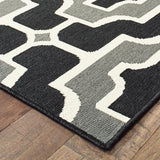 5' X 8' Black and Gray Geometric Stain Resistant Indoor Outdoor Area Rug - Homeroots - Flyclothing LLC