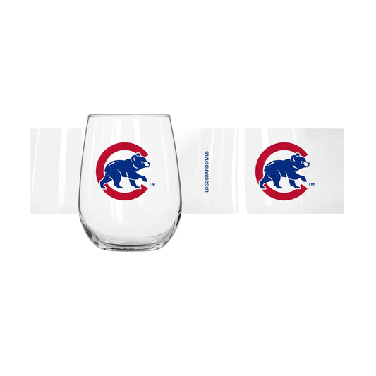 Chicago Cubs Walking Bear 16oz Glass Curved Beverage - Logo Brands - Flyclothing LLC
