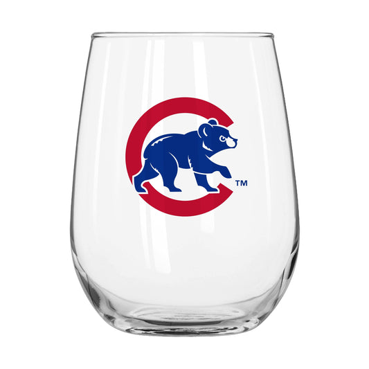 Chicago Cubs Walking Bear 16oz Glass Curved Beverage - Logo Brands - Flyclothing LLC