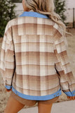 Contrast Trim Plaid Collared Neck Shacket - Trendsi - Flyclothing LLC