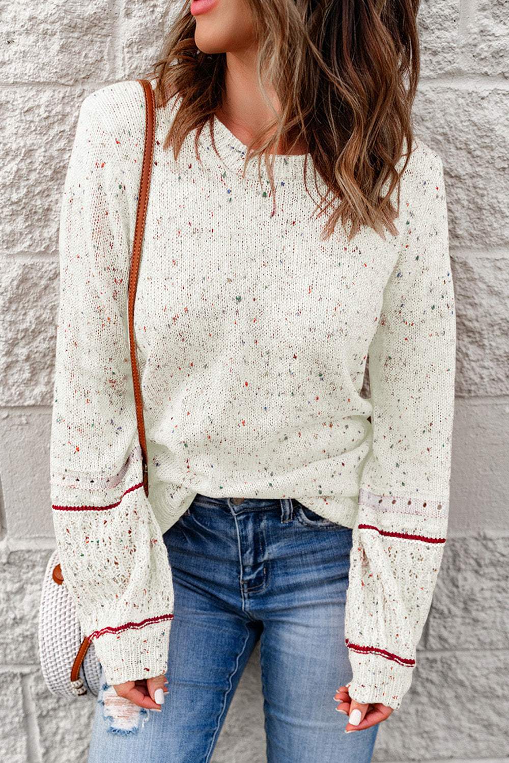 Pilling Detail Round Neck Long Sleeve Sweater - Trendsi - Flyclothing LLC