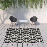 8' X 11' Black and Gray Geometric Stain Resistant Indoor Outdoor Area Rug - Homeroots - Flyclothing LLC