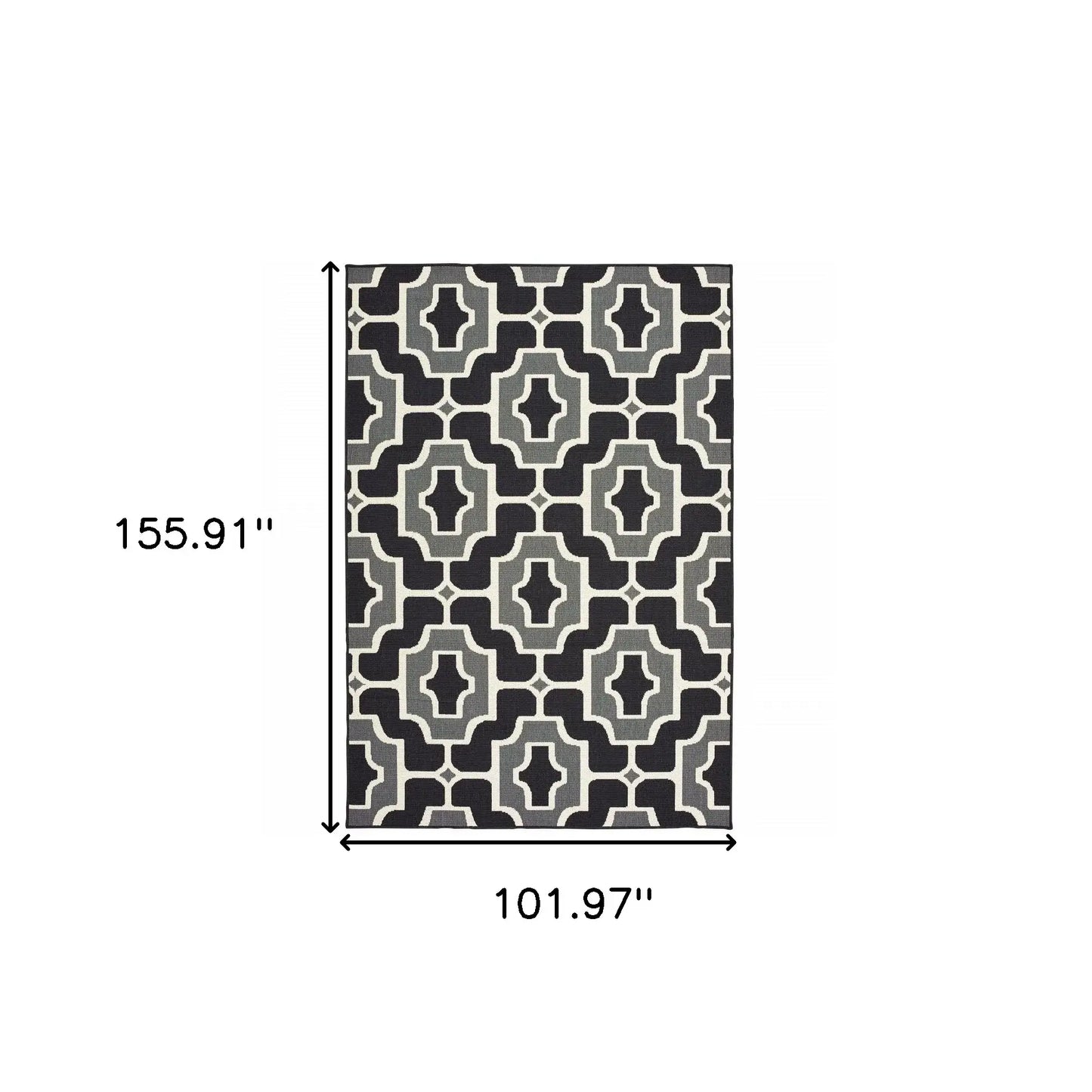 9' X 13' Black and Gray Geometric Stain Resistant Indoor Outdoor Area Rug - Homeroots - Flyclothing LLC