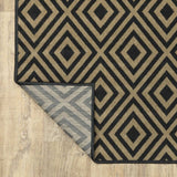 2' X 4' Black and Tan Geometric Stain Resistant Indoor Outdoor Area Rug - Homeroots - Flyclothing LLC