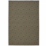 4' X 6' Black and Tan Geometric Stain Resistant Indoor Outdoor Area Rug - Homeroots - Flyclothing LLC