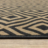 5' X 8' Black and Tan Geometric Stain Resistant Indoor Outdoor Area Rug - Homeroots - Flyclothing LLC