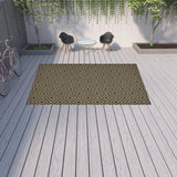 9' X 13' Black and Tan Geometric Stain Resistant Indoor Outdoor Area Rug - Homeroots - Flyclothing LLC