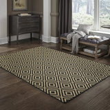 9' X 13' Black and Tan Geometric Stain Resistant Indoor Outdoor Area Rug - Homeroots - Flyclothing LLC
