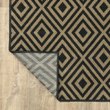 9' X 13' Black and Tan Geometric Stain Resistant Indoor Outdoor Area Rug - Homeroots - Flyclothing LLC