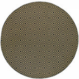 8' X 8' Black and Tan Round Geometric Stain Resistant Indoor Outdoor Area Rug - Homeroots - Flyclothing LLC