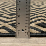 8' X 8' Black and Tan Round Geometric Stain Resistant Indoor Outdoor Area Rug - Homeroots - Flyclothing LLC