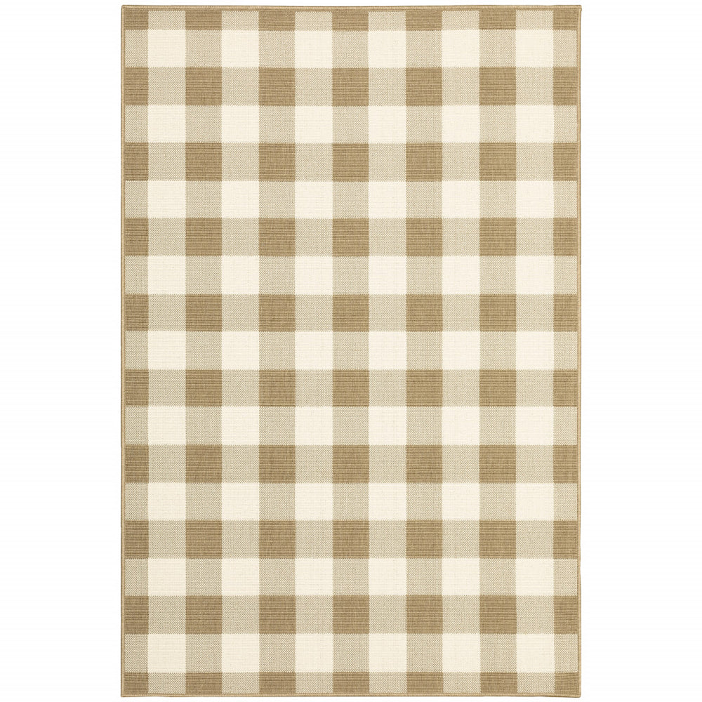2' X 4' Gray and Ivory Geometric Stain Resistant Indoor Outdoor Area Rug - Homeroots
