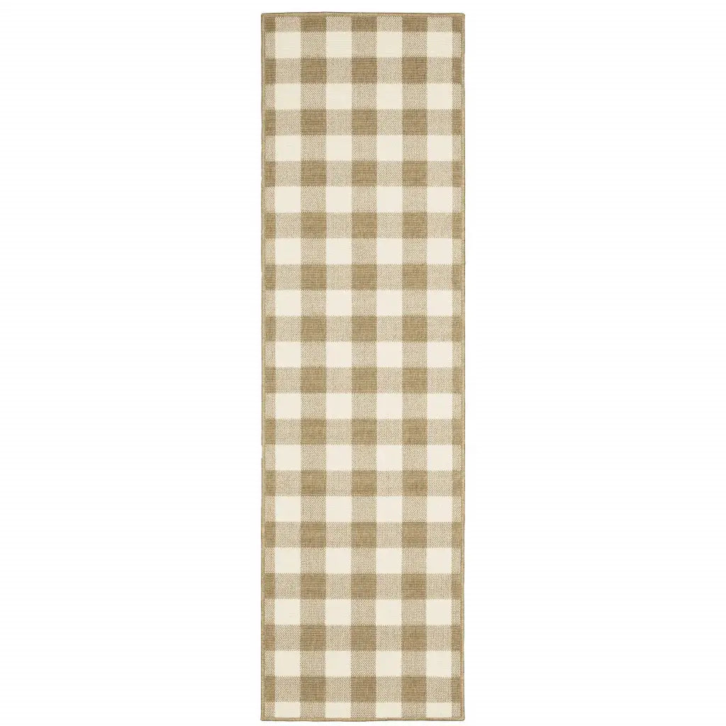 2' X 8' Gray and Ivory Geometric Stain Resistant Indoor Outdoor Area Rug - Homeroots - Flyclothing LLC