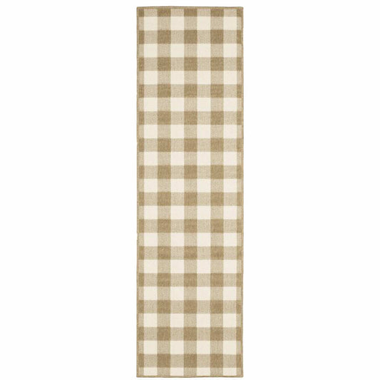 2' X 8' Gray and Ivory Geometric Stain Resistant Indoor Outdoor Area Rug - Homeroots - Flyclothing LLC