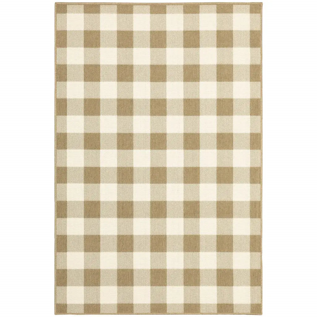 7' X 10' Gray and Ivory Geometric Stain Resistant Indoor Outdoor Area Rug - Homeroots - Flyclothing LLC