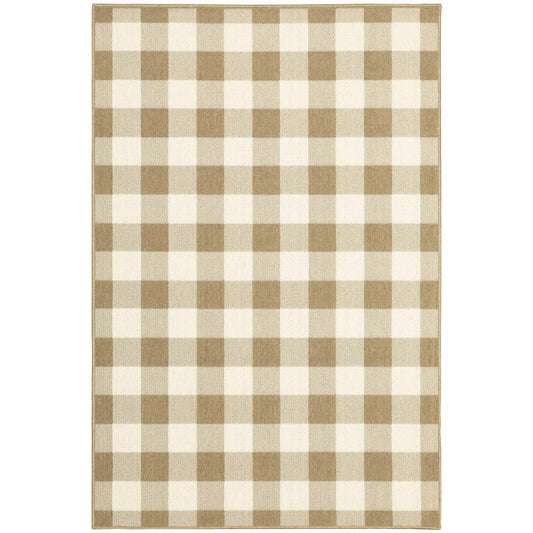 8' X 11' Gray and Ivory Geometric Stain Resistant Indoor Outdoor Area Rug - Homeroots - Flyclothing LLC