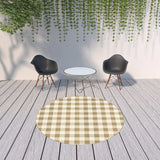 8' X 8' Gray and Ivory Round Geometric Stain Resistant Indoor Outdoor Area Rug - Homeroots - Flyclothing LLC