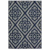 2' X 4' Blue and Ivory Geometric Stain Resistant Indoor Outdoor Area Rug - Homeroots - Flyclothing LLC