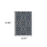2' X 4' Blue and Ivory Geometric Stain Resistant Indoor Outdoor Area Rug - Homeroots - Flyclothing LLC