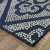 7' X 10' Blue and Ivory Geometric Stain Resistant Indoor Outdoor Area Rug - Homeroots - Flyclothing LLC