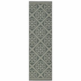 2' X 8' Gray and Ivory Geometric Stain Resistant Indoor Outdoor Area Rug - Homeroots - Flyclothing LLC
